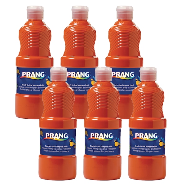 Ready-to-Use Tempera Paint, Orange, 16 oz, PK6